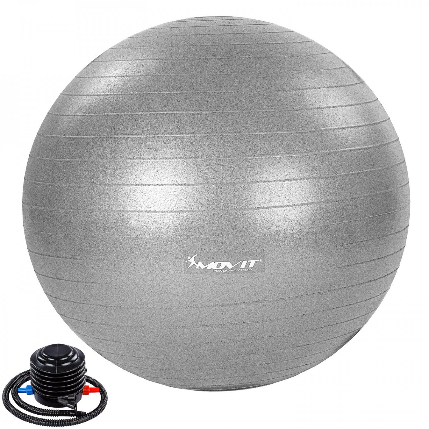 Goleto Gymnastický míč 55 cm s nožní pumpou | stříbrný