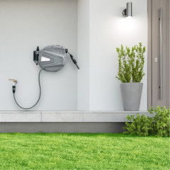 Nástěnný naviják s hadicí na vodu Flowwater 30m | šedý