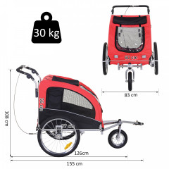 Přívěsný vozík za kolo pro psa 2v1 | červeno - černý č.3