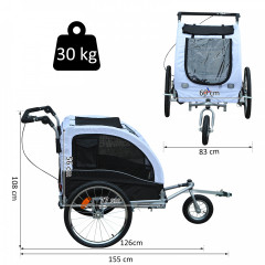 Přívěsný vozík za kolo pro psa 2v1 | černo - bílý č.3