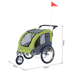Přívěsný vozík za kolo pro psa 2v1 | šedo - zelený č.2
