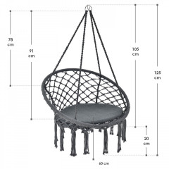 Závěsné houpací křeslo | šedé č.2