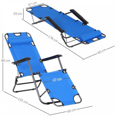 Zahradní skládací lehátko s polštářem | modré č.3