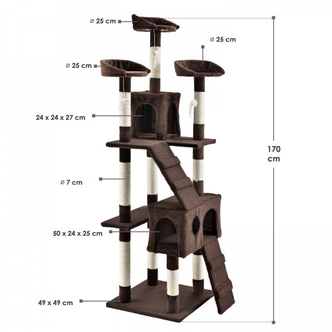 Škrabadlo pro kočky 170 cm | tmavě hnědé č.7