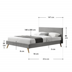 Čalouněná postel Toledo 140 x 200 cm | světle šedá č.2