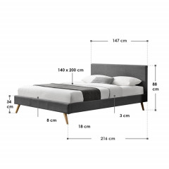 Čalouněná postel Toledo 140 x 200 cm | tmavě šedá č.2