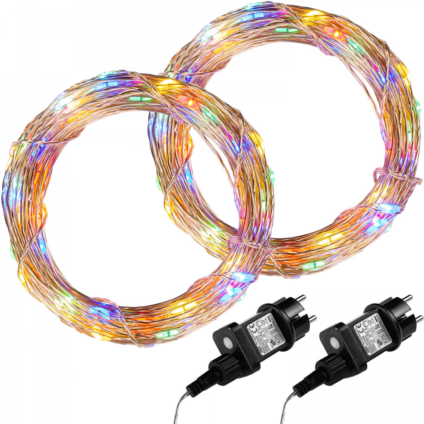 Goleto Vánoční LED řetěz 100 LED barevný | 2 kusy