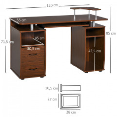 Počítačový stůl 120 x 55 x 85 cm | hnědý č.3