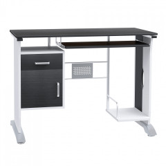 Počítačový stůl se zásuvkou 100 cm x 52 cm x 75 cm | černo + stříbrný č.1