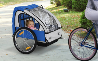 Přívěsný dětský vozík za kolo pro 2 děti Jogger | černá/modrá č.3