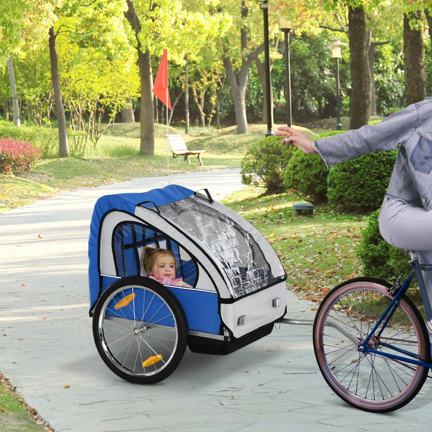 Goleto Přívěsný dětský vozík za kolo pro 2 děti Jogger | černá/modrá