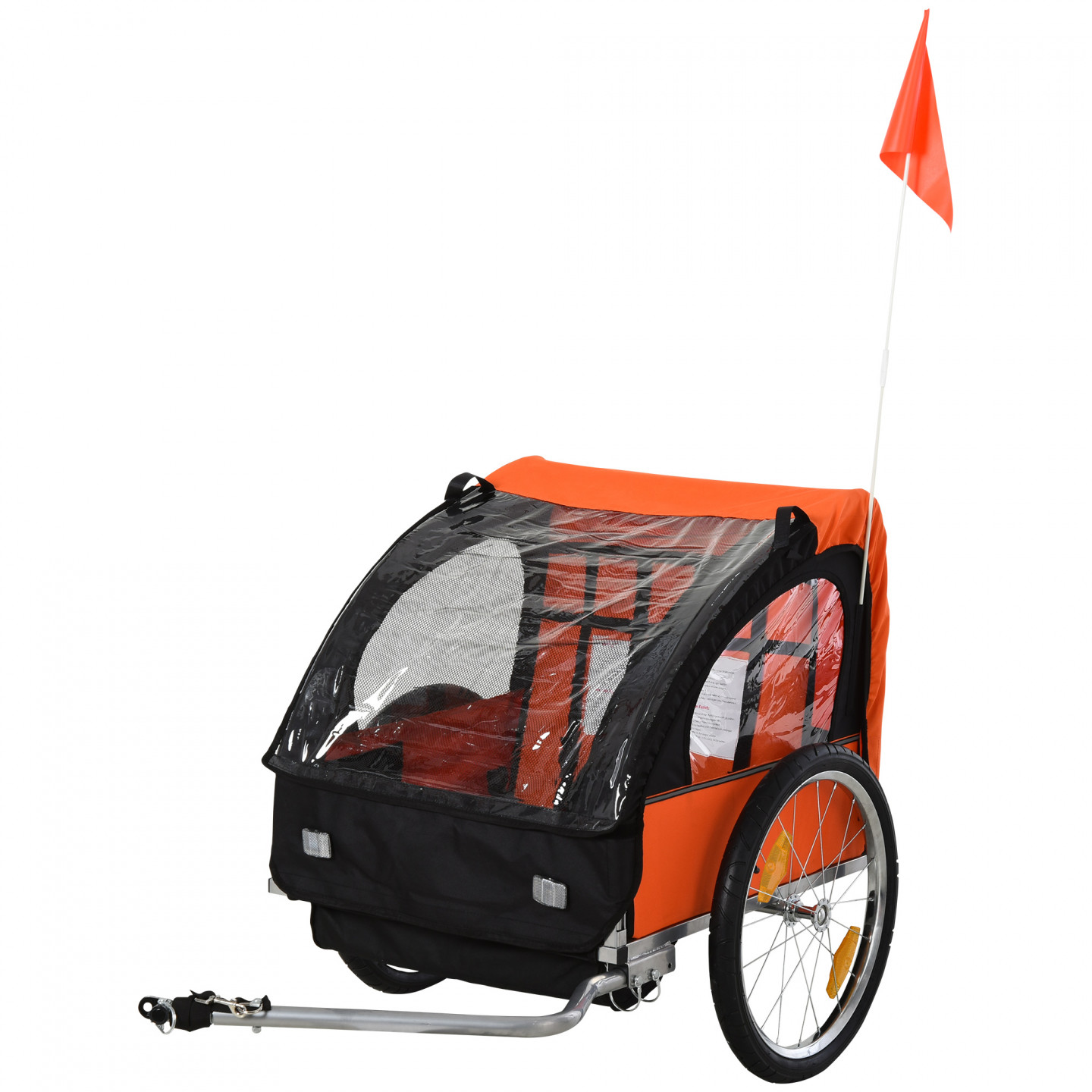 Goleto Přívěsný dětský vozík za kolo pro 2 děti Jogger | černá/oranžová