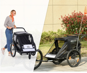 Přívěsný dětský vozík za kolo pro 2 děti| černý č.3