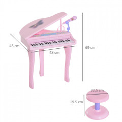 Dětské piano s mikrofonem a taburetem | růžové č.3