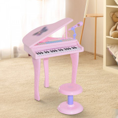 Dětské piano s mikrofonem a taburetem | růžové č.2