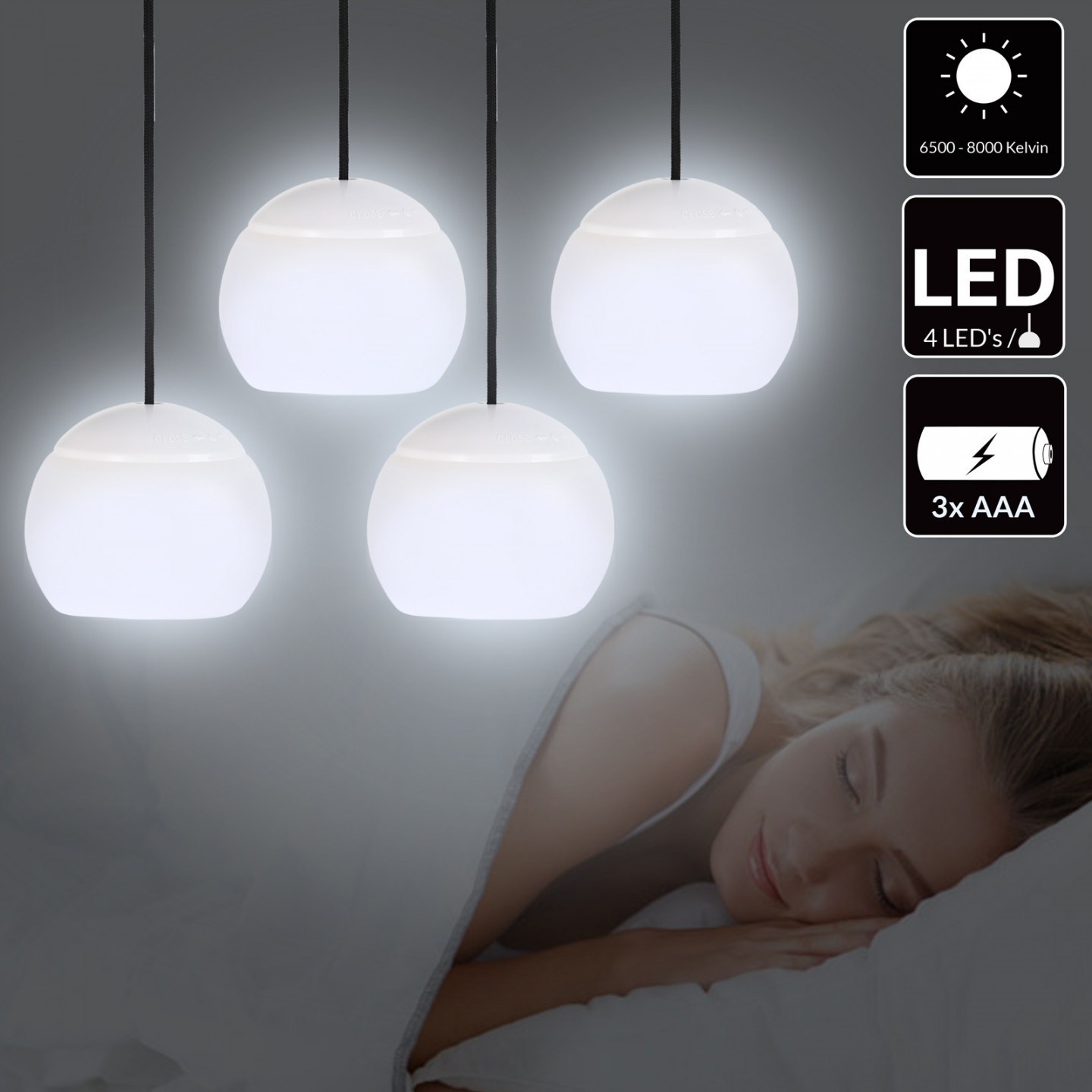 Goleto Závěsná LED lampa 4 LED | 4 kusy