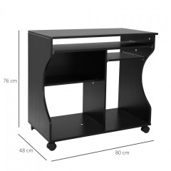 Mobilní počítačový stůl Luis 80 x 48 x 76 cm | černý č.2
