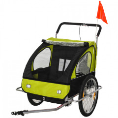 Přívěsný vozík za kolo pro 2 děti Jogger 2v1 | zeleno - černý č.1