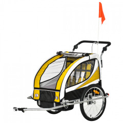 Přívěsný dětský vozík za kolo pro 2 děti jogger | žluto-černý č.1