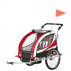 Přívěsný dětský vozík za kolo pro 2 děti jogger | červeno-černo-bílý č.1