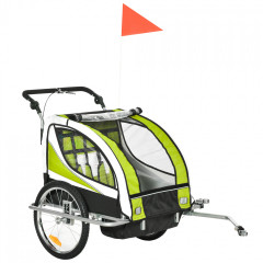 Přívěsný dětský vozík za kolo pro 2 děti Jogger | zelená + černá + šedobílá č.1