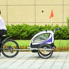 Přívěsný dětský vozík za kolo pro 2 děti Jogger | fialová-bílá-černá č.2