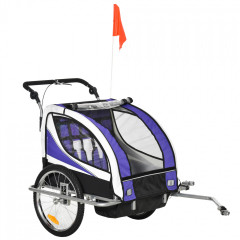 Přívěsný dětský vozík za kolo pro 2 děti Jogger | fialová-bílá-černá č.1