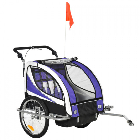 Přívěsný dětský vozík za kolo pro 2 děti Jogger | fialová-bílá-černá č.2