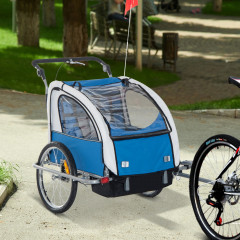 Přívěsný dětský vozík za kolo pro 2 děti jogger | modro-šedý č.2