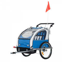 Přívěsný dětský vozík za kolo pro 2 děti jogger | modro-šedý č.1