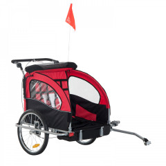 Přívěsný dětský vozík za kolo pro 2 děti jogger | červeno-černý č.1