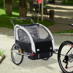 Přívěsný dětský vozík za kolo pro 2 děti Jogger | černo - bílý č.2