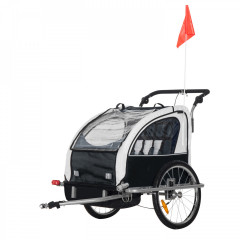 Přívěsný dětský vozík za kolo pro 2 děti Jogger | černo - bílý č.1