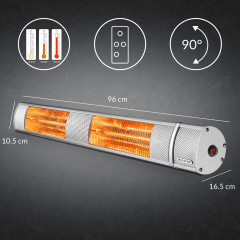 Infrazářič s dálkovým ovládáním 3000W | stříbrný č.2