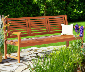 Zahradní lavička - eukalyptové dřevo | 153 cm x 90 cm x 60 cm č.1
