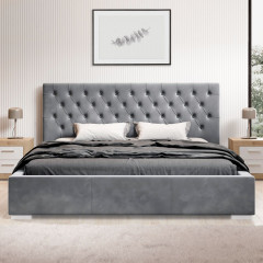 Čalouněná postel Katalonia 140 x 200 cm sametová | světle šedá č.2