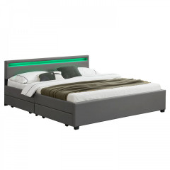 Čalouněná postel Lyon s úložným prostorem a LED osvětlením 180 x 200 cm | tmavě šedá č.2