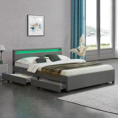 Čalouněná postel Lyon s úložným prostorem a LED osvětlením 180 x 200 cm | tmavě šedá č.1