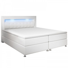 Postel Box Spring Montana s LED osvětlením 140 x 200 cm | bílá č.3