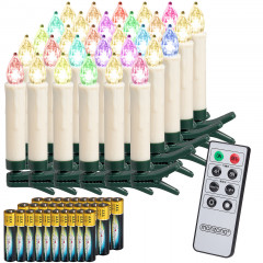 Vánoční svíčky na stromeček 30 LED včetně baterií | barevné č.2