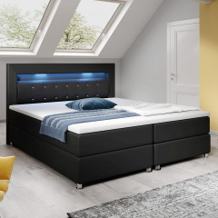 Postel Box Spring Montana s LED osvětlením 140 x 200 cm | černá