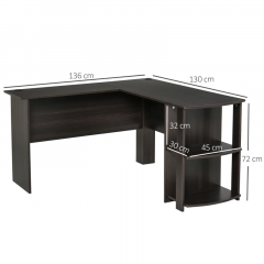 Rohový počítačový stůl Fabian 136 x 130 x 72 cm | tmavě hnědý č.2