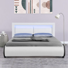 Čalouněná postel Murcia s LED osvětlením 140 x 200 cm | bílá č.1