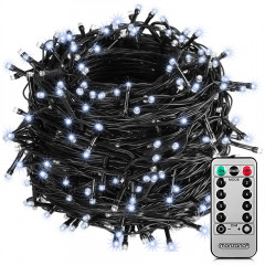 Vánoční LED osvětlení 20 m s dálkovým ovládáním | studená bílá 200 LED č.1