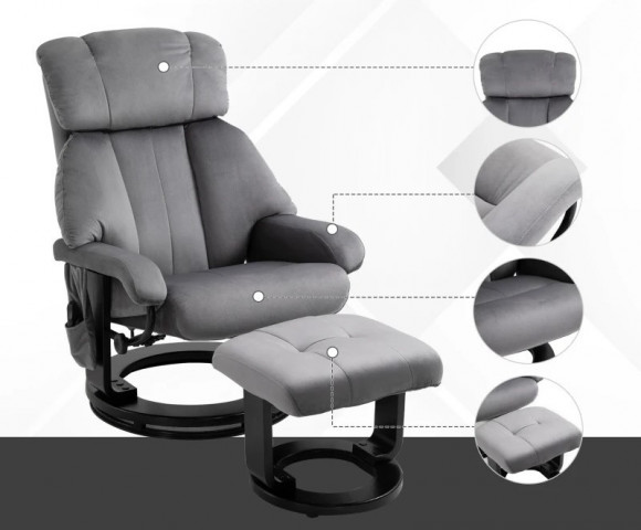 Masážní relaxační křeslo KIPP s taburetem | šedé č.4