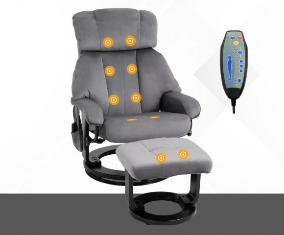 Masážní relaxační křeslo KIPP s taburetem | šedé č.2