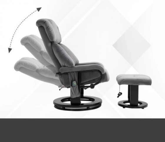 Masážní relaxační křeslo KIPP s taburetem | šedé č.10