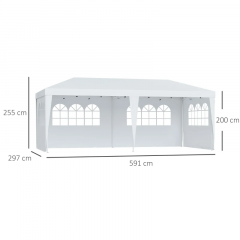 Skládací párty stan 3 x 6 m se 4 bočnicemi | bílý č.3