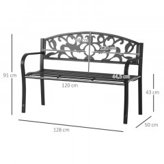 Kovová zahradní dvoumístná lavička |černá č.2