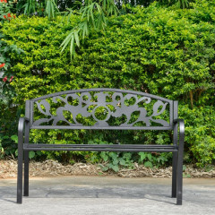 Kovová zahradní dvoumístná lavička |černá č.1